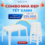 Combo Nhà Đẹp – Tết Xanh 5 món Nhựa Long Thành | 1 Bàn Nhựa và 4 Ghế Nhựa Cao - Ảnh 3