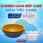 Combo Gian Bếp Gọn - Mâm Tiệc Xanh 7 Món Nhựa Long Thành | 5 Rổ Nhựa và 2 Tô Nhựa Ngọc Bảo